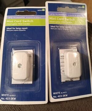 2 Switches Leviton On/Off Mini Cord Switch for Lamps On 18-2 SPT-1 Wire, 423(L4)